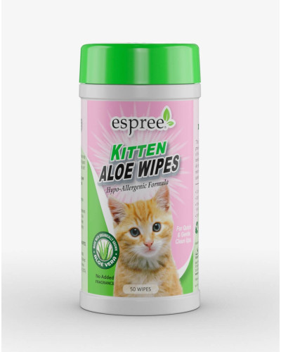 Серветки для кошенят Espree Kitten Aloe Wipes для чищення шкіри 50 шт. (E01420)