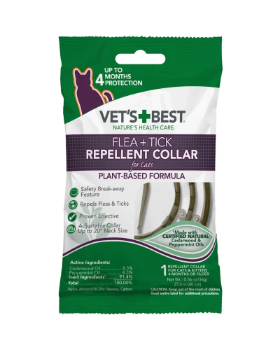 Ошейник Vet's Best Flea&Tick Repellent Cat Collar от блох и клещей для котов 60 см (vb10812)