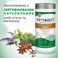 Серветки Vet's Best Flea&Tick Wipes проти комах для собак 50 шт (vb10459)
