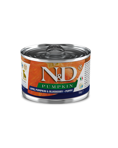 Вологий корм для цуценят малих порід Farmina  N&D Grain Free PUMPKIN LAMB PUPPY MINI з гарбузом, ягням, чорницею 140 г 02307