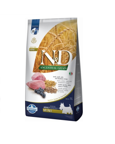 Сухий корм для собак малих порід  Farmina N&D Low Grain LAMB & BLUEBERRY ADULT MINI 7 kg 35097