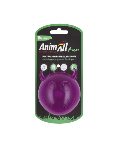 AnimAll Fun мяч чертик с пищалкой 75 мм фиолетовый