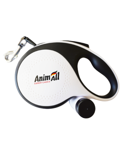 AnimAll рулетка-поводок с диспенсером S до 15 кг/3 метров белая, MS7016-B, (Х/24/Х)