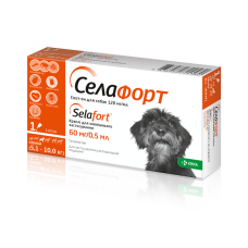 Selafort (Селафорт) краплі на холку від бліх, кліщів та гельмінтів для собак від 5,1 до 10 кг ( 1/10/90 ) ( 1/10/90 )