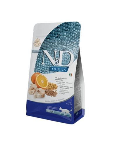 Сухой корм для кошек Farmina N&D Low Grain Ocean ADULT с треской и апельсином 10 kg 36889