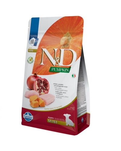 Сухий корм для цуценят малих порід Farmina N&D Grain Free PUMPKIN CHICKEN & POMEGRANATE PUPPY MINI 800 gr 38715