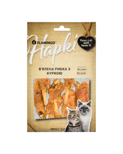 Flamingo Вяленая рыбка с курицей для кошек 50 GR
