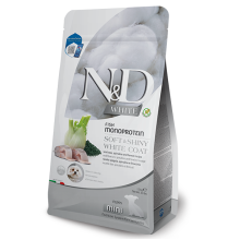 Сухой корм для щенков с белой шерстью Farmina N&D Grain Free WHITE PUPPY MINI с сибасом, спирулиной и фенхелем, 1,5 кг 44921