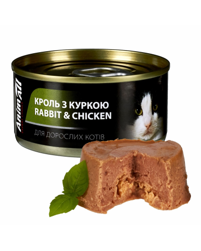 АнімАлл вологий корм для котів з кролем та куркою 80 г