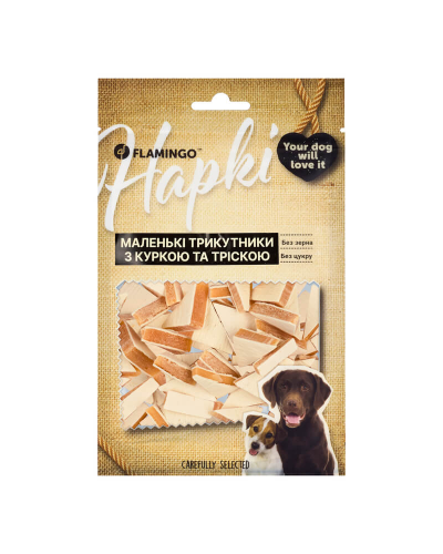Flamingo Маленькие треугольники с курицей и щепкой для собак 75 GR