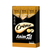 AnimAll Сrème для кошек со вкусом курицы с креветками, 6х15 г