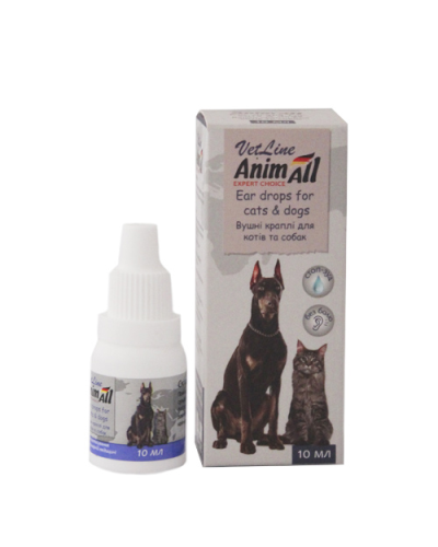 AnimAll VetLine Краплі вушні для собак та кішок при лікуванні гострих та хронічних хвороб вух,10 мл