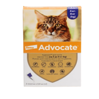 Краплі на холку від бліх та кліщів для котів Elanco Bayer Advocate до 4 кг, 3 шт