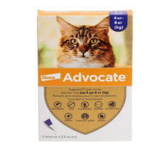 Краплі на холку від бліх та кліщів для котів Elanco Bayer Advocate до 4 кг, 3 шт