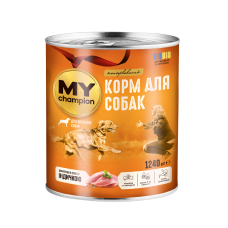 Мій чемпіон. Вологий корм для собак шматочки з Індичкою1240г