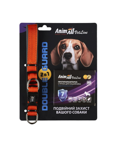 AnimAll VetLine Double Guard комплект ошейник с противопаразитарной лентой, 20 мм, 320 – 400 мм, оранжевый