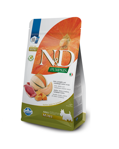 Сухой корм для собак  мелких пород Farmina N&D Grain PUMPKIN DUCK & CANTALOUPE ADULT MINI с уткой и дыней 2 kg 38937