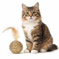 AnimAll Фан Іграшка для котів "М'ячик з пір'ям"