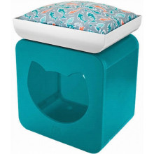 Будинок-кубик для котів Jolly Pets Kitty Kasa Bedroom 49х39х30 Синьо-зелений (KKB115)