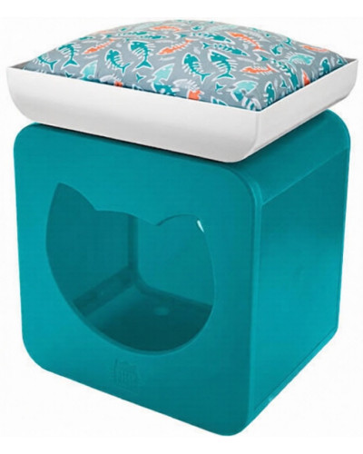 Будинок-кубик для котів Jolly Pets Kitty Kasa Bedroom 49х39х30 Синьо-зелений (KKB115)