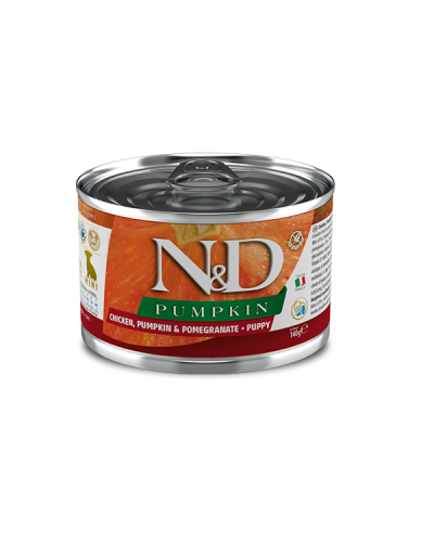 Вологий корм для цуценят малих порід Farmina  N&D Grain Free PUMPKIN CHICKEN PUPPY MINI з гарбузом, куркою, гранатом 140 г 05711