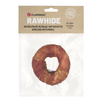 Flamingo ЖЕВАТЕЛЬНОЕ КОЛЬЦО ДЛЯ СОБАК ОБОРУТНО МЯСОМ КРОЛИКА 10CM 100g