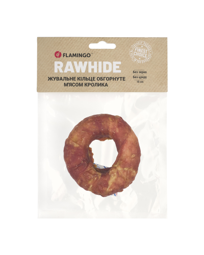 Flamingo ЖЕВАТЕЛЬНОЕ КОЛЬЦО ДЛЯ СОБАК ОБОРУТНО МЯСОМ КРОЛИКА 10CM 100g