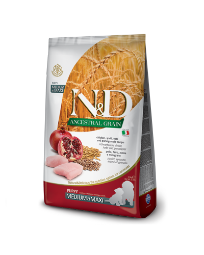 Сухий корм для цуценят середніх та великих порід Farmina N&D Low Grain CHICKEN & POMEGRANATE PUPPY MEDIUM & MAXI 2,5 kg 36179