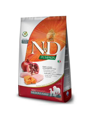  Сухой корм для собак cредних и крупных порд Farmina N&D Grain PUMPKIN CHICKEN & POMEGRANATE ADULT MEDIUM & MAXI 2,5 kg 33260