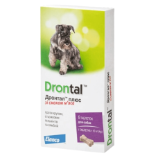 Таблетки для собак Elanco Bayer Drontal Plus на 10 кг, 6 шт