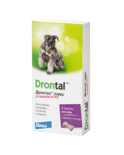 Таблетки для собак Elanco Bayer Drontal Plus на 10 кг, 6 шт