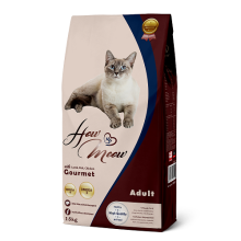 Полнорационный корм для взрослых кошек How Meow Adult Gourmet 15кг (ягненок, курица, рыба)