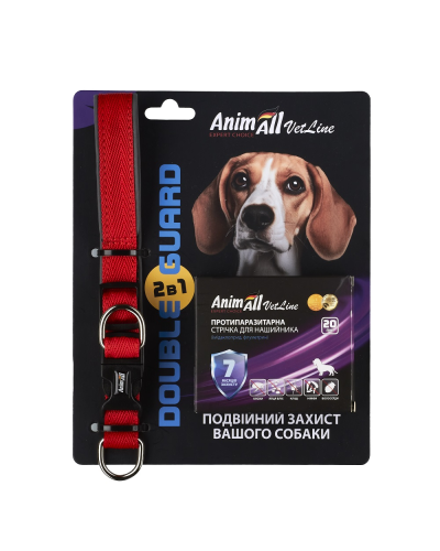 AnimAll VetLine Double Guard комплект ошейник с противопаразитарной лентой, 20 мм, 320 - 400 мм, красный (40/X/X) шт