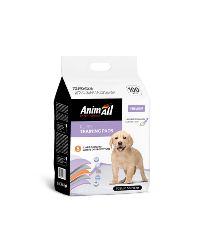 Пелюшки AnimAll 60х60 см з ароматом лаванди/ 100штук, (3 шт/ящ)