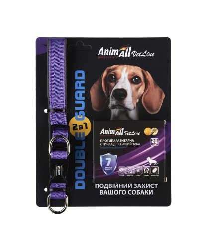 AnimAll VetLine Double Guard комплект ошейник с противопаразитарной лентой, 20 мм, 320 - 400 мм, пурпурный (40/X/X) шт
