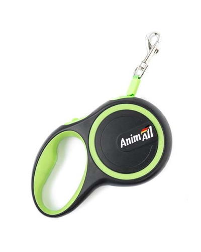 AnimAll рулетка-поводок до 25кг/5метров М Салатово-черный