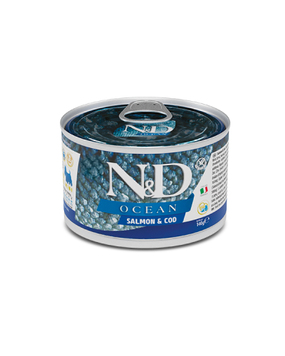 Вологий корм для собак малих порід Farmina N&D Grain Free OCEAN SALMON & COD ADULT MINI з лососем та тріскою, 140 г 02222