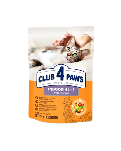 Club 4 Paws Premium Indoor 4 in 1 сухий корм для кішок 900 г - курка