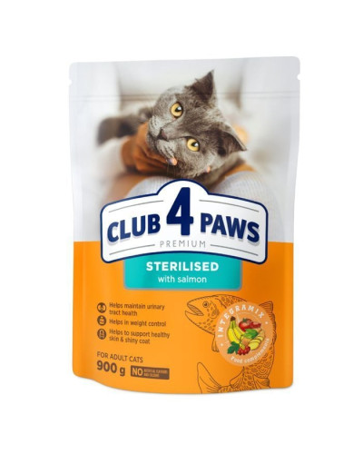 Club 4 Paws Premium Sterilised сухий корм для кішок 900 г - лосось
