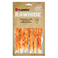 Flamingo ЖЕВАТЕЛЬНЫЕ СТИКИ ДЛЯ СОБАК ОБОБРНУТЫЕ МЯСОМ КУРКИ 15MM 15CM 6ST. 180g