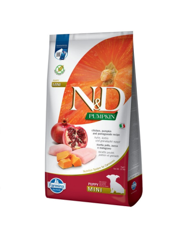 Сухий корм для цуценят малих порід Farmina N&D Grain Free PUMPKIN CHICKEN & POMEGRANATE PUPPY MINI 7 kg 38746