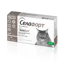 Selafort (Селафорт) краплі на холку від бліх, кліщів та гельмінтів для кішок від 7,6 до 10 кг