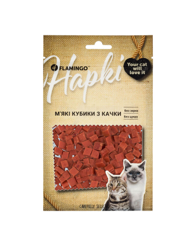 Flamingo Мягкие кубики из утки для кошек 50 GR