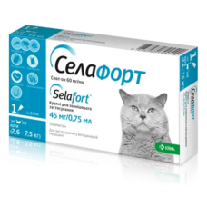 Selafort by KRKA - Селафорт краплі від бліх, кліщів і гельмінтів для котів, 2,6-7,5кг