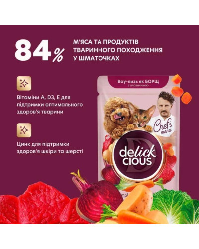 Delickcious Chef's Menu борщ для собак 85 г - яловичина