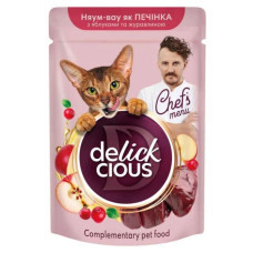 Delickcious Chef's Menu вологий корм для кішок 85 г - печінка, яблука та журавлина