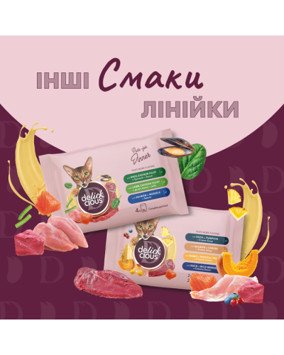 Delickcious набір вологого корму для собак 4 шт х 85 г - асорти