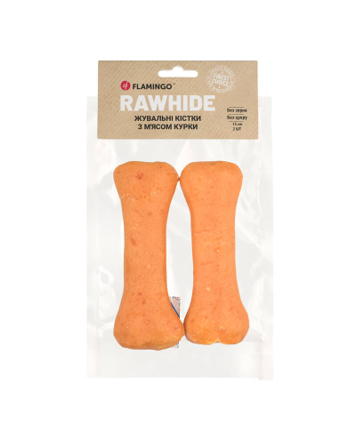 Flamingo ЖЕВАТЕЛЬНЫЕ КОСТИ ДЛЯ СОБАК С МЯСОМ КУРКИ 2ST-220G-15CM. 220g