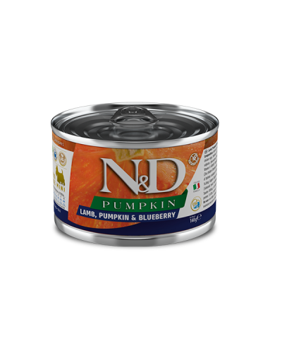Вологий корм для собак малих порід Farmina  N&D Grain Free PUMPKIN LAMB ADULT MINI з гарбузом, ягням, чорницею 140 г 02338