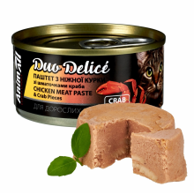 АнимАлл влажный корм для кошек. Duo Delice. Паштет из курицы с кусочками краба 80 г